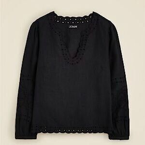 J. Crew Bungalow Embroidered Linen Top NWT